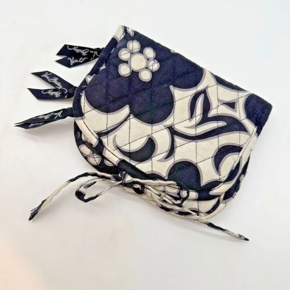 Vera Bradley Night and Day Travel Jewelry Organizer Case Tie Closure 3 Zip Pouch